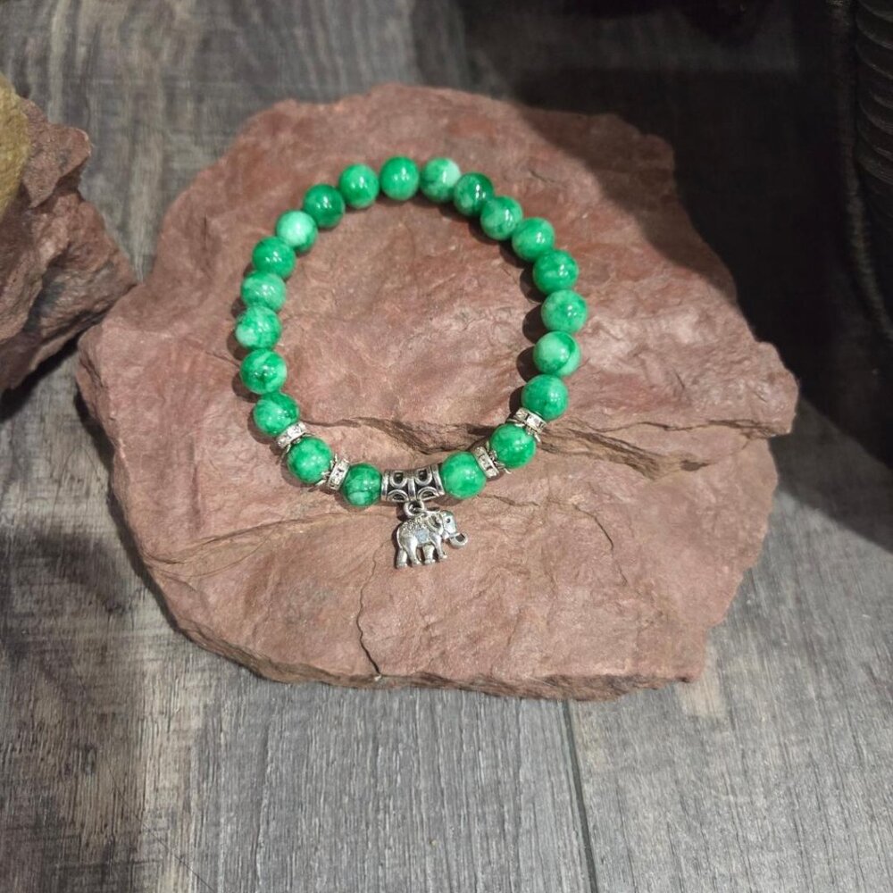 Stretchy Beaded Elephant Charm Bracelet